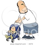 Grampa-Pushing-His-grandson-In-A-Stroller-Clipart